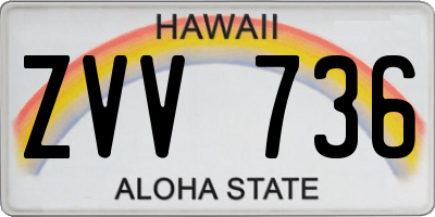 HI license plate ZVV736