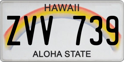 HI license plate ZVV739