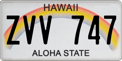 HI license plate ZVV747