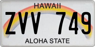 HI license plate ZVV749