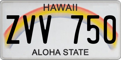 HI license plate ZVV750