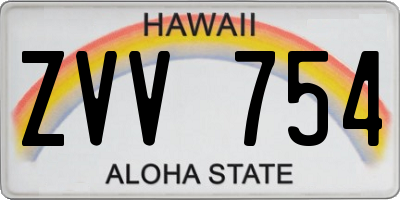HI license plate ZVV754