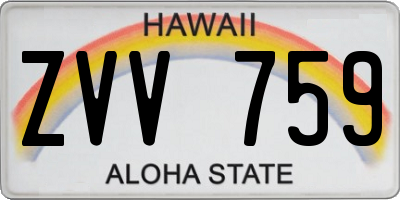 HI license plate ZVV759
