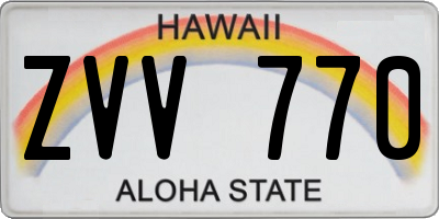 HI license plate ZVV770