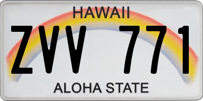 HI license plate ZVV771