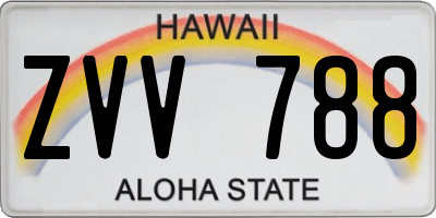 HI license plate ZVV788