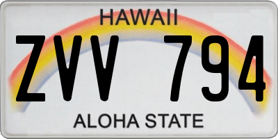 HI license plate ZVV794