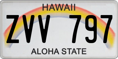 HI license plate ZVV797