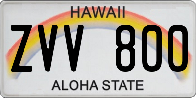 HI license plate ZVV800