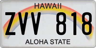 HI license plate ZVV818
