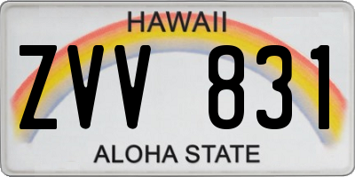 HI license plate ZVV831