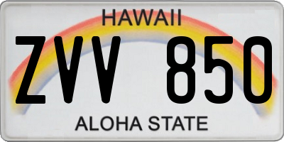 HI license plate ZVV850