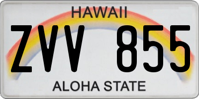HI license plate ZVV855