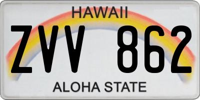 HI license plate ZVV862