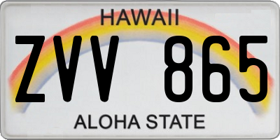 HI license plate ZVV865