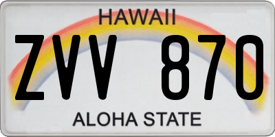 HI license plate ZVV870