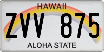 HI license plate ZVV875