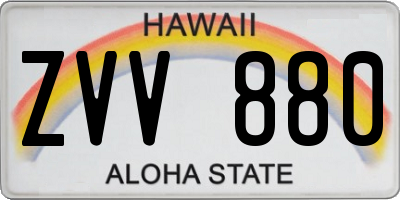 HI license plate ZVV880