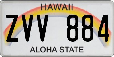 HI license plate ZVV884