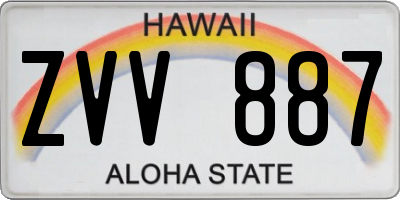 HI license plate ZVV887