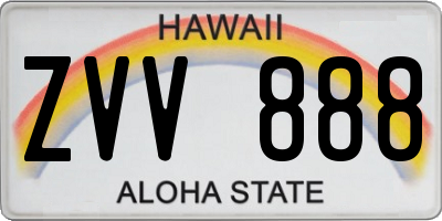HI license plate ZVV888