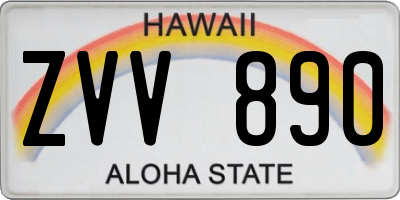 HI license plate ZVV890