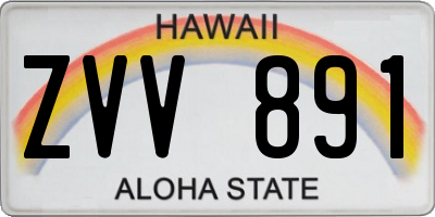 HI license plate ZVV891