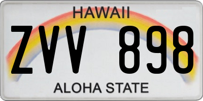 HI license plate ZVV898