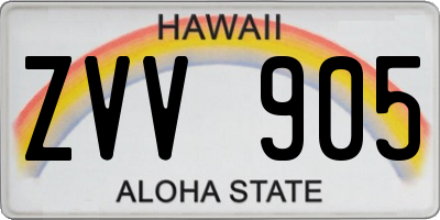 HI license plate ZVV905