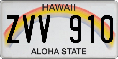 HI license plate ZVV910