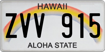 HI license plate ZVV915