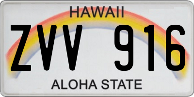HI license plate ZVV916
