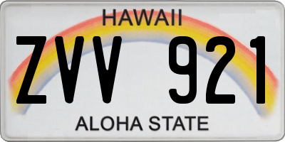 HI license plate ZVV921