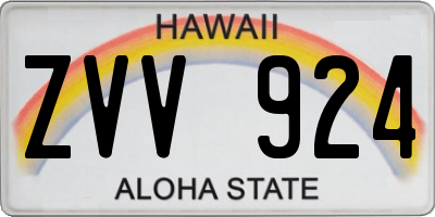HI license plate ZVV924