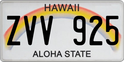 HI license plate ZVV925