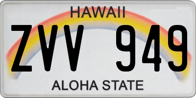 HI license plate ZVV949