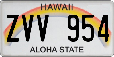 HI license plate ZVV954
