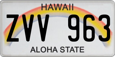 HI license plate ZVV963