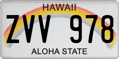 HI license plate ZVV978