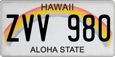 HI license plate ZVV980