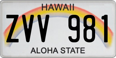 HI license plate ZVV981