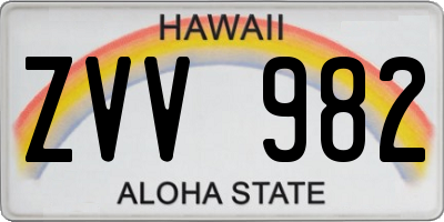 HI license plate ZVV982