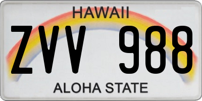 HI license plate ZVV988