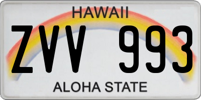 HI license plate ZVV993