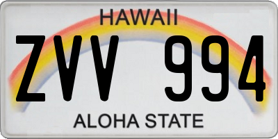 HI license plate ZVV994