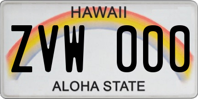 HI license plate ZVW000