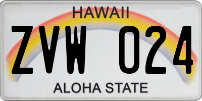 HI license plate ZVW024