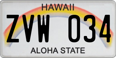 HI license plate ZVW034