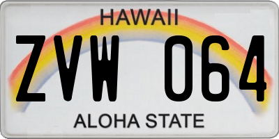 HI license plate ZVW064