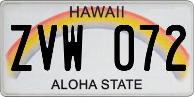 HI license plate ZVW072